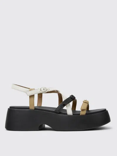 Camper Tasha Strappy Platform Sandal In Black, Women's At Urban Outfitters In Bunt