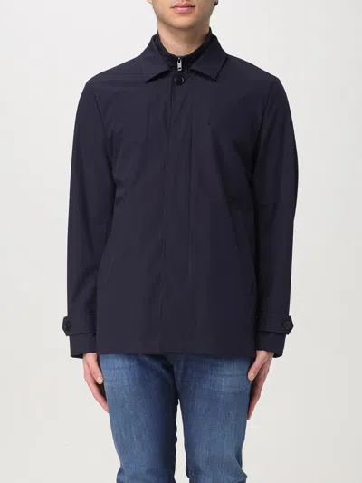 Fay Morning Jacket In Blended Cotton In Navy