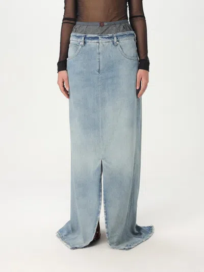 Maison Margiela Anonimity Of The Lining Long Denim Skirt In Blue