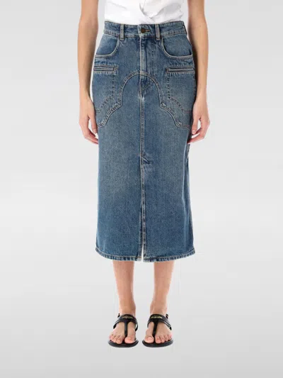 Isabel Marant Blue Tilauria Midi Denim Skirt In Blue