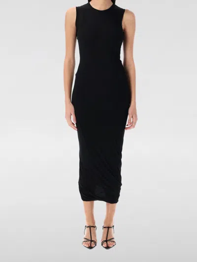 Jil Sander Sleeveless Crew Neck Midi Dress Stretch Fabric In Black