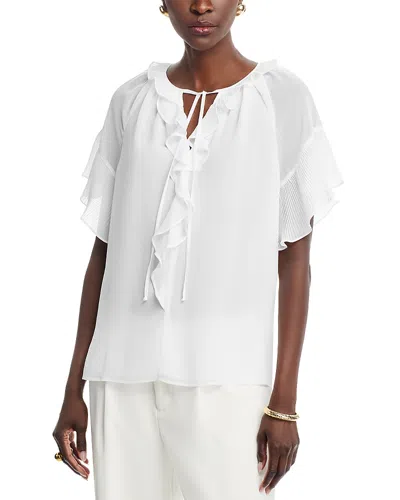 Kobi Halperin Ruffle Flutter Sleeve Chiffon Top In White