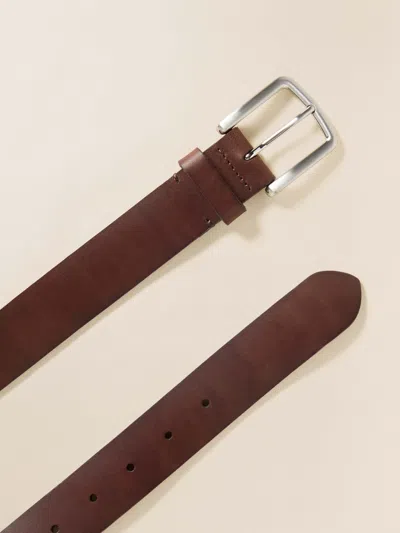 Faherty Leather Belt In Saddle Brown