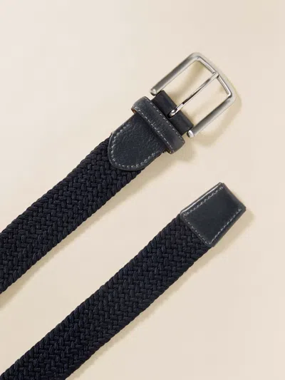 Faherty Stretch Woven Belt In Navy