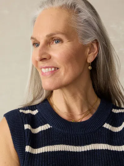 Faherty Miramar Striped Sleeveless Linen Sweater In North Sea Stripe