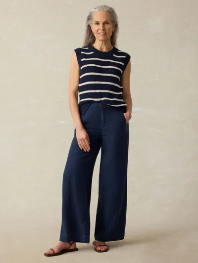 Faherty Miramar Striped Sleeveless Linen Sweater In North Sea Stripe