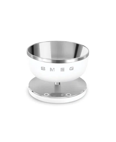 Smeg Logo-plaque Digital Aluminium Kitchen Scales In Matte White