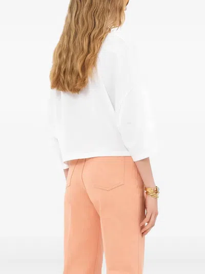 Chloé Oversized Cropped Logo T-shirt In Cotton Jersey In White