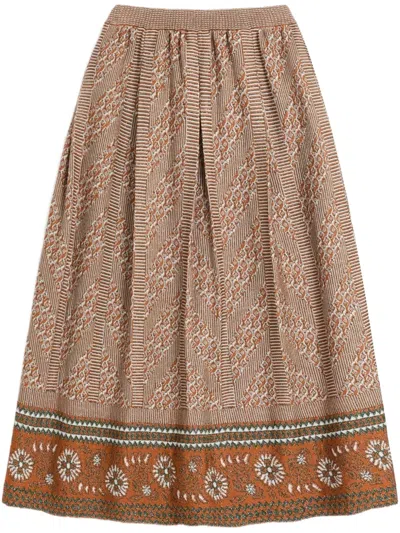 Valentino Knit Lurex Midi Skirt In Multicolour