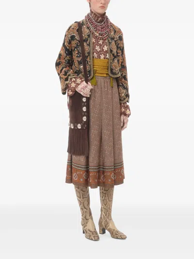 Valentino Knit Lurex Midi Skirt In Multicolour