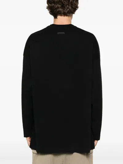 Fear Of God Logo Patch Long Sleeve Tee In Black
