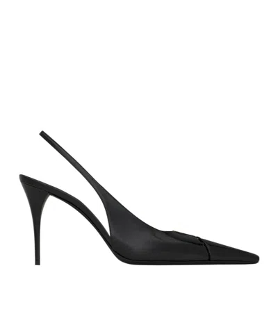 Saint Laurent Women Babylone Breteuil Open Back Pump In Smooth Leather In Black