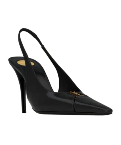 Saint Laurent Women Babylone Breteuil Open Back Pump In Smooth Leather In Black