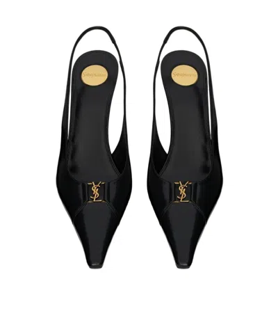 Saint Laurent Women Babylone Breteuil Open Back Pump In Smooth Leather In Black