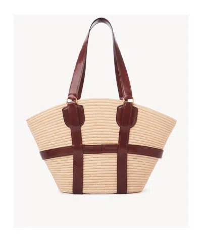 Chloé Kerala Large Basket Tote Bag In Fabric And Leather In Purple