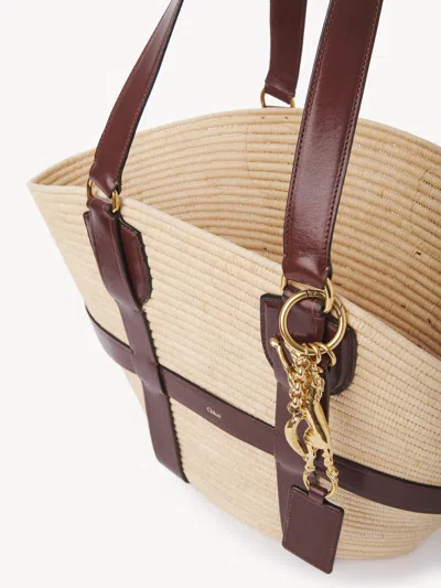 Chloé Kerala Large Basket Tote Bag In Fabric And Leather In Purple