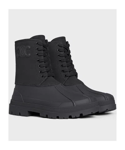 Celine Triumph Canvas High-top Chunky Boot In Black
