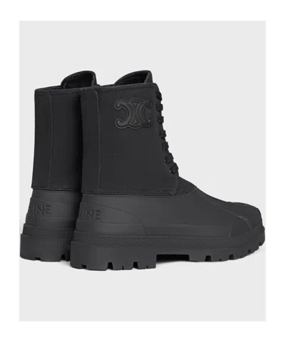 Celine Triumph Canvas High-top Chunky Boot In Black