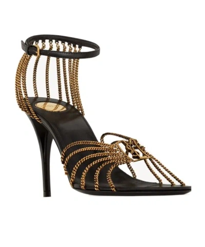 Saint Laurent Sandali Babylone In Metallo Oro  Donna In Black
