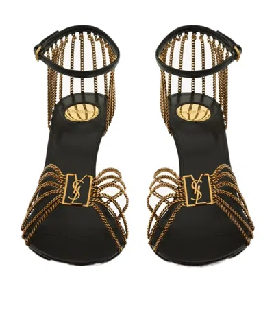 Saint Laurent Sandali Babylone In Metallo Oro  Donna In Black