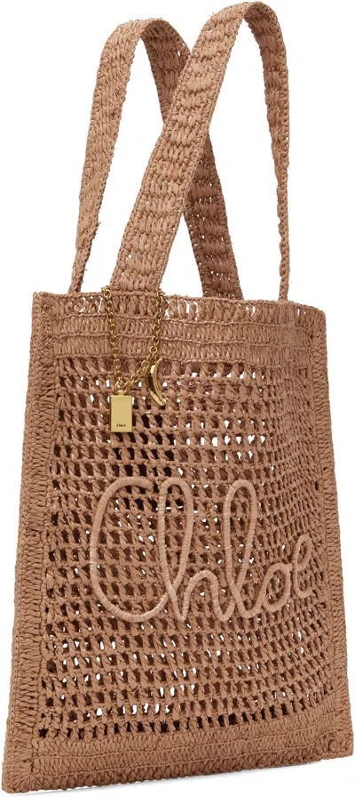 Chloé Chloe Women Antiqued Pink Raffia Estate Banana Shopping Bag In Pattern