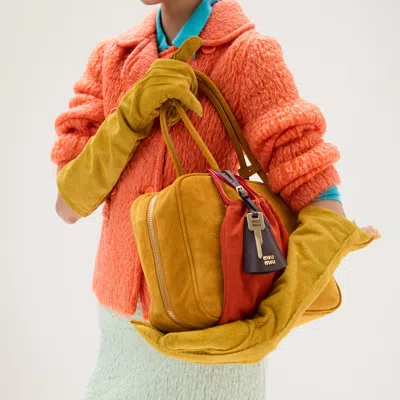 Miu Miu Suede Beau Bag In Whiskey