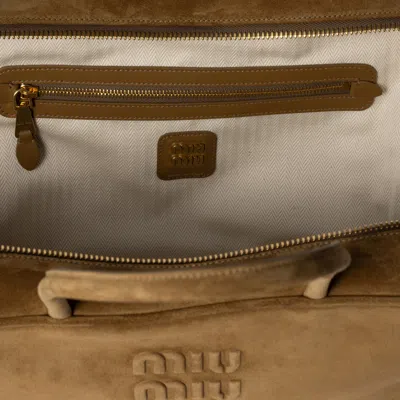 Miu Miu Zip Goat Suede Top-handle Bag In Brown