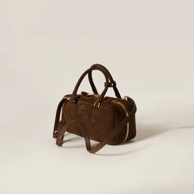 Miu Miu Arcadie Suede Bag In Brown