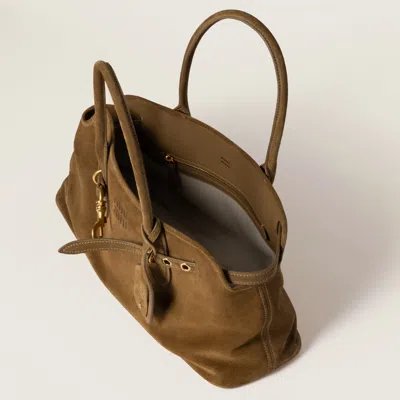 Miu Miu Suede Aventure Top-handle Bag In Olive Green