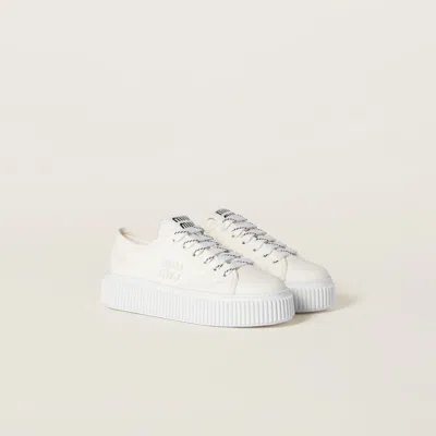 Miu Miu Round Toe Low-top Casual Shoes In Ivory