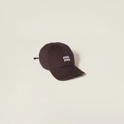 Miu Miu Denim Baseball Cap In Amaranth/forest Green