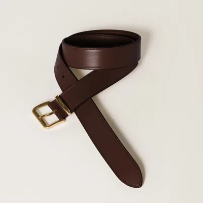 Miu Miu Leather Belt In Briarwood