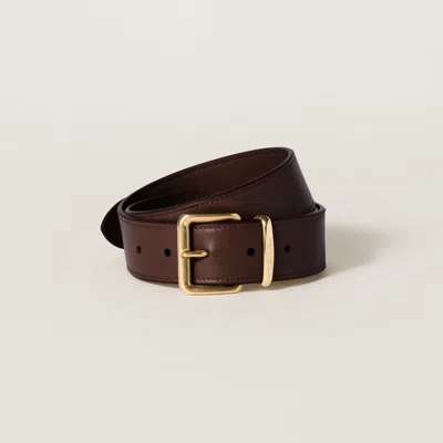 Miu Miu Leather Belt In Briarwood