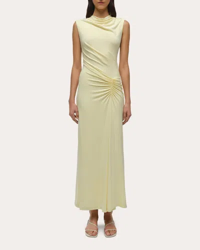 Simkhai Acacia Cowl-neck Gathered Maxi Dress In Yellow