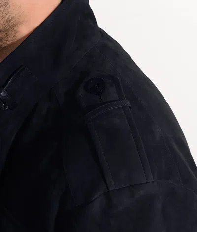 Larusmiani Devon Sahariana Jacket Leather Jacket In Blue