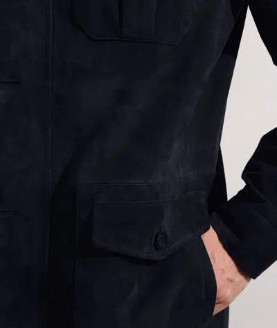 Larusmiani Devon Sahariana Jacket Leather Jacket In Blue