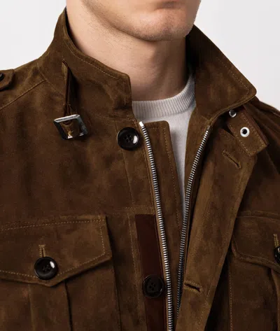 Larusmiani Devon Sahariana Jacket Leather Jacket In Blue