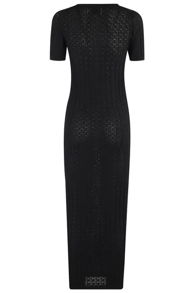 Loulou Studio Knit Texture Midi Length Short Sleeves Dress In Black