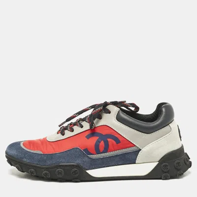 Pre-owned Chanel Multicolor Leather And Nylon Low Top Sneakers Size 38