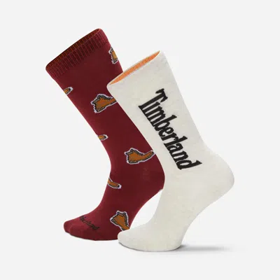 Timberland 2-pack  All Over Print Crew Sock In Multi