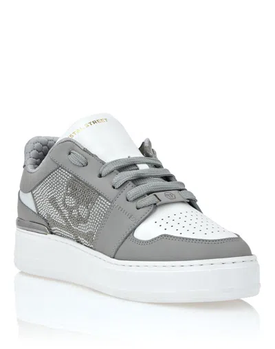 Philipp Plein Crystal Lo-top Leather Sneakers In Multi
