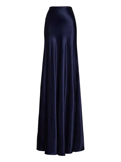Ralph Lauren Satin Masina Maxi Skirt In Blue