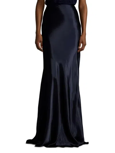 Ralph Lauren Satin Masina Maxi Skirt In Blue