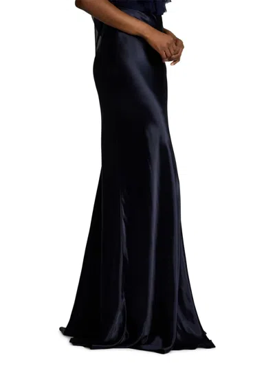 Ralph Lauren Satin Masina Maxi Skirt In Blue