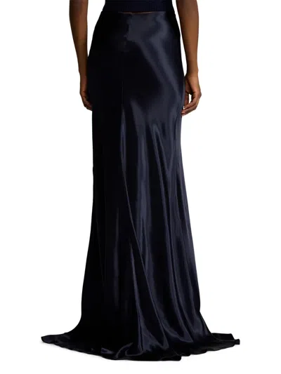 Ralph Lauren Satin Masina Maxi Skirt In Blue