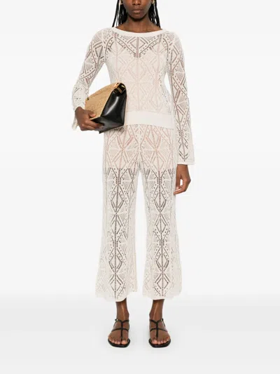 Liu •jo Liu Jo Open-knit Geometric Pattern Sweater In White