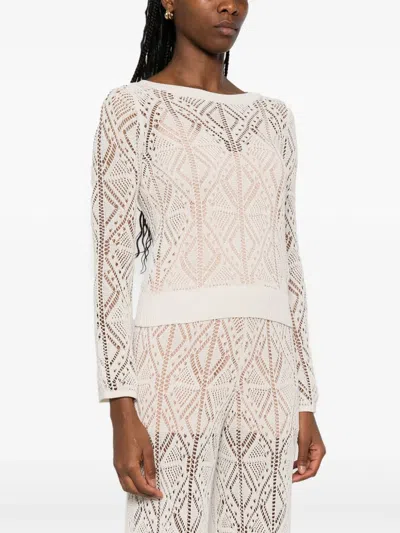 Liu •jo Liu Jo Open-knit Geometric Pattern Sweater In White