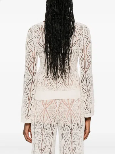 Liu •jo Liu Jo Open-knit Geometric Pattern Sweater In White