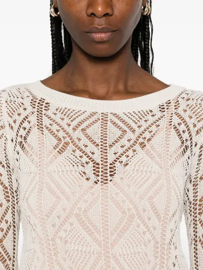 Liu •jo Liu Jo Open-knit Geometric Pattern Sweater In White