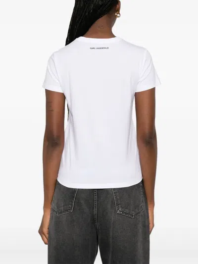 Karl Lagerfeld Round Neck Short Sleeve T-shirt In White